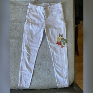 Zara White Mid-rise Skinny Jeans